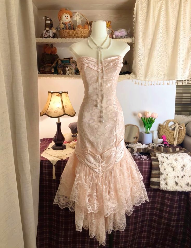 Dreamy Mermaid Strapless Satin Lace Long Prom Dress,Party Dress,Evening Dress GG3623