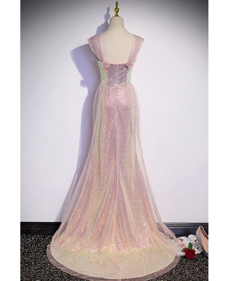 Shiny Mermaid Off The Shoulder Sequin Tulle Long Prom Dress,Evening Dress GG777