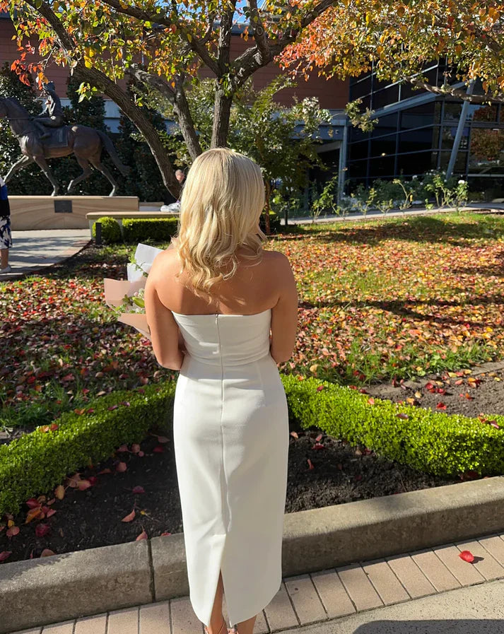omberprom Elegant Strapless Cocktail Dress Simple Party Dress Off Shoulder Formal Dress Wholesale