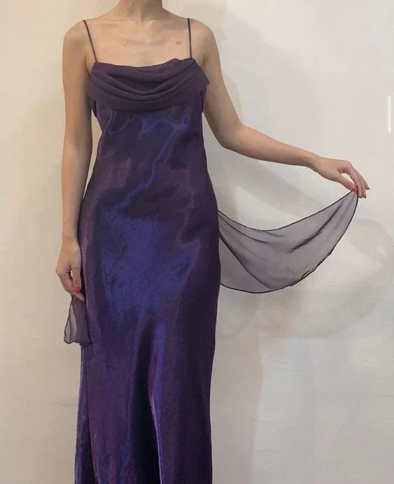 omberprom Elegant Formal Wear Dresses Spaghetti Straps Purple Sheath Prom Dress Vintage Formal Party Dress