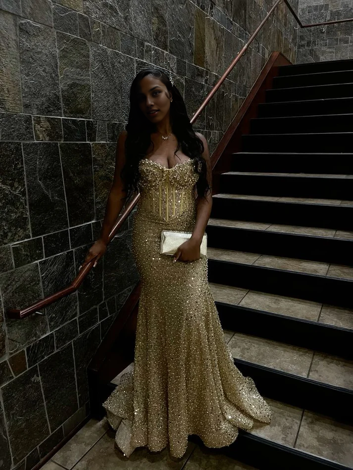 Elegant Sequin Mermaid Long Prom Dress Evening Party Sexy Women's Dresses
