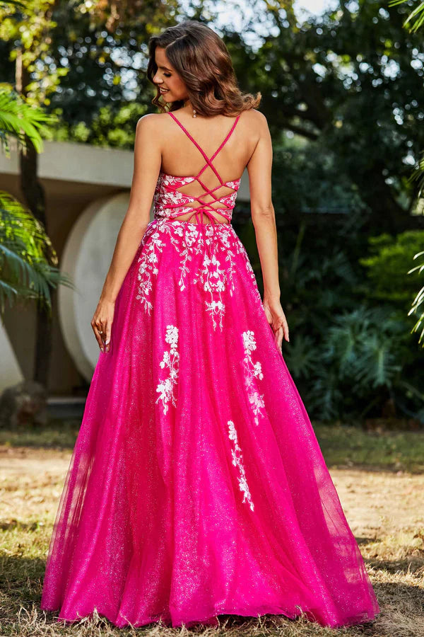 omberprom Elegant Evening Dress Spaghetti Straps A Line Tulle Dress Prom Dresses
