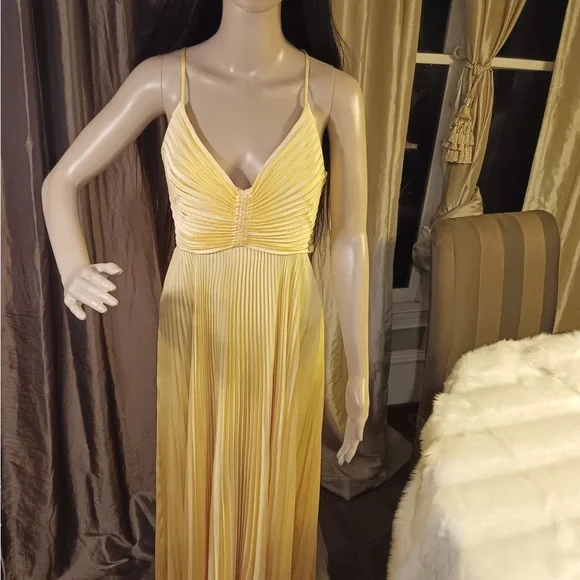 Charming Yellow A-line Pleated Prom Dress,Yellow Graduation Dress Y7374