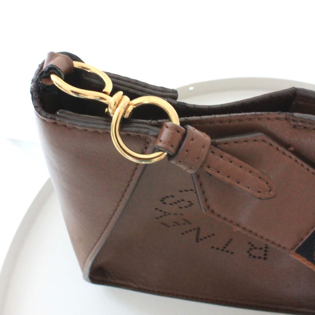 Stella McCartney Brown Faux Leather Stella Logo Crossbody Bag