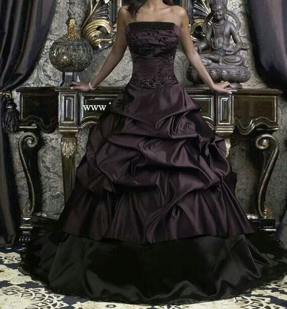 Retro Dark Purple Strapless Satin Pleated Beaded Ball Gown Formal Quinceanera Dress
