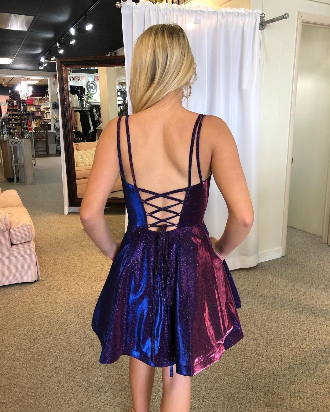 Simple Navy Blue A-line Short Homecoming Dress Charming Party Dress Wholesale
