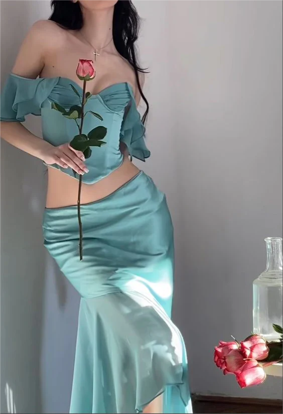 omberprom Off Shoulder 2 Pieces Party Dress Wedding Guest Dress Charming Evening Dress Wholesale