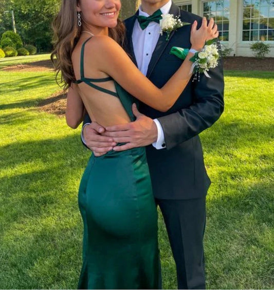 Green Straps Backless Mermaid Long Prom Dress Elegant Evening Dress Party Dress Wholesale