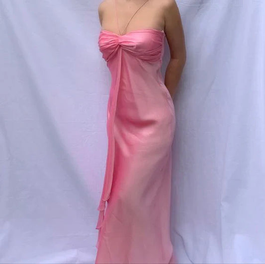 omberprom Sweet Pink Sweetheart Ruffle Vintage Chiffon Party Dress Charming Wholesale