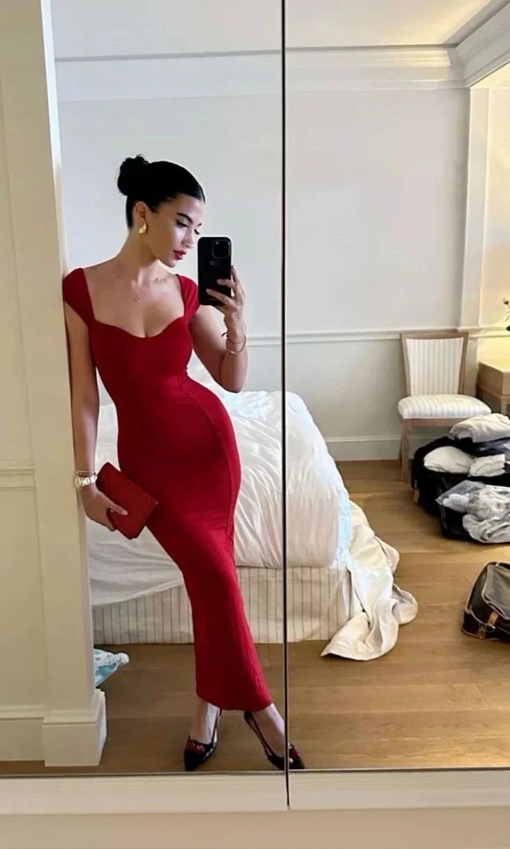 omberprom Sheath Long Evening Dresses Sweetheart Sexy Formal Party Dress Solid Color