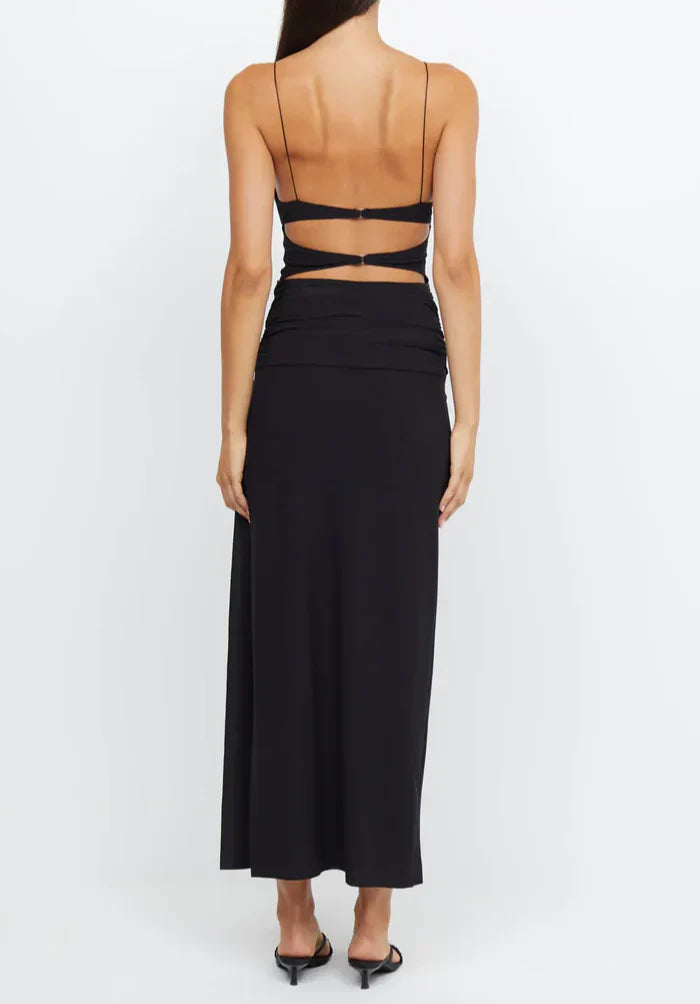 Spaghetti Straps Backless Simple Elegant Party Dress with Slit Sexy Evening Dress Wholesale