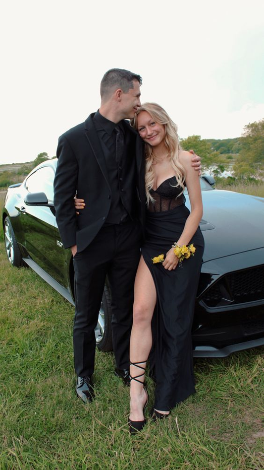 Elegant Black Sweetheart Prom Dress With Split Y6690