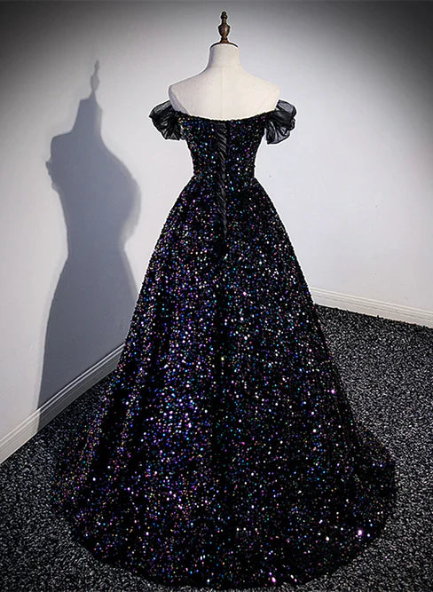 omberprom Sequins Off Shoulder Beaded Party Dress A-line Formal Dress Sparkly Evening Dress Wholesale