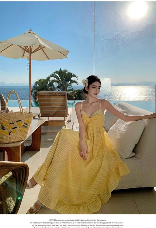 A Line Yellow Long Stunning Evening Gown Party Prom Dress S7296