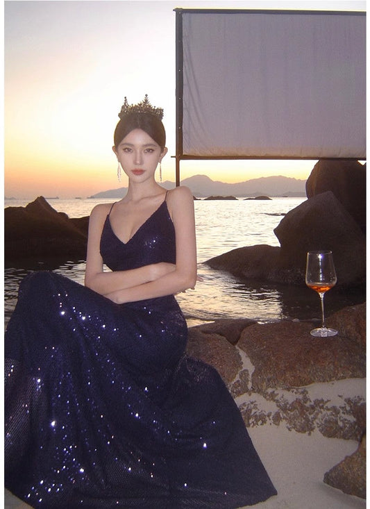 A Line Royal Blue Long Stunning Evening Gown Party Prom Dress S7268