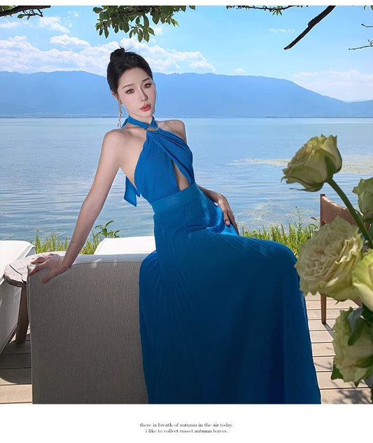 A Line Blue Long Stunning Evening Gown Party Prom Dress S7304