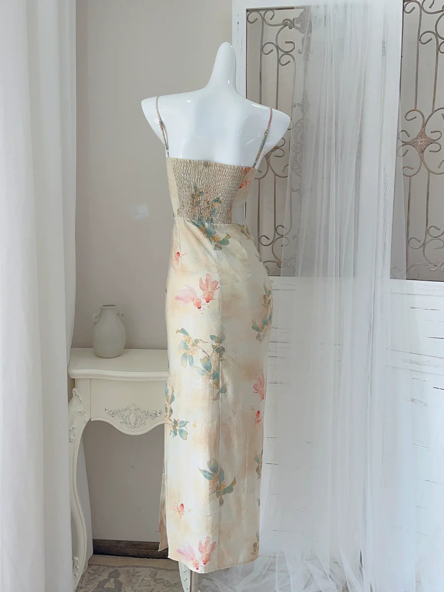 fashion suspender dress New style long party dress S6041