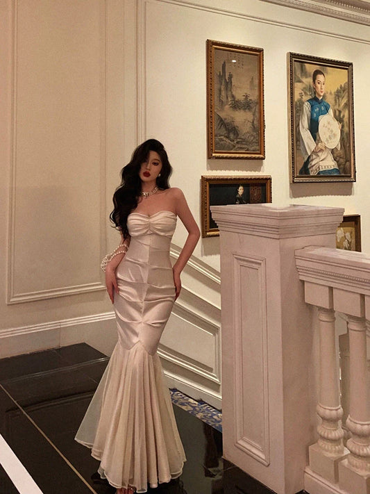 Banquet dress sexy satin mermaid party dress S5549