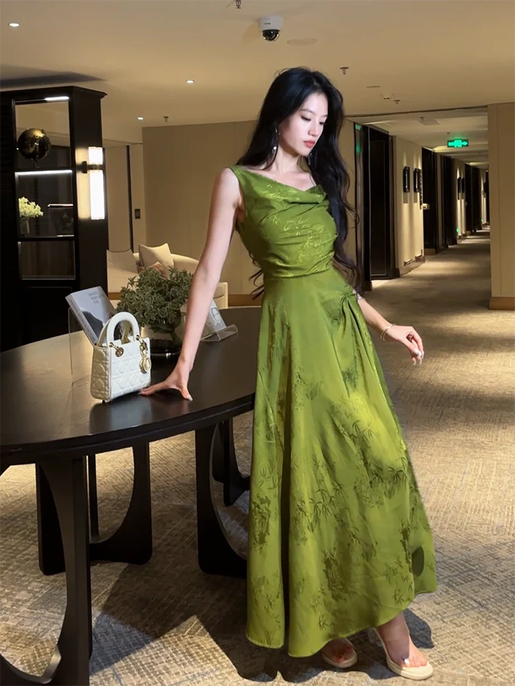 Jacquard off-shoulder dress long party dress S6152