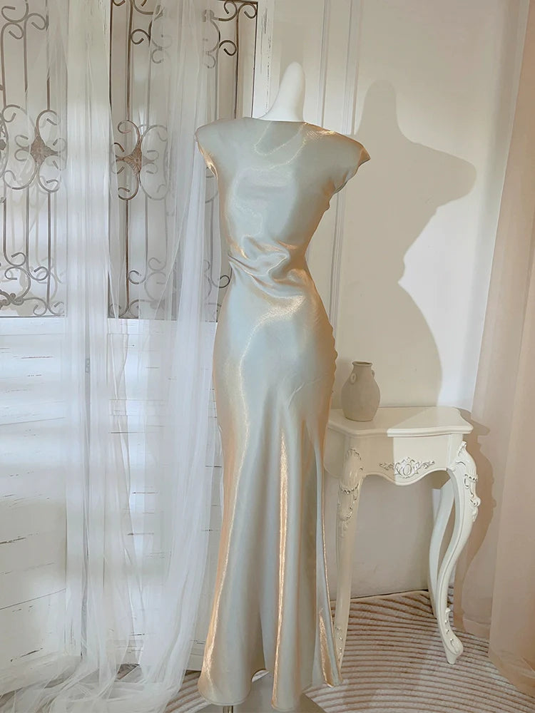 Long simple party dress V-neck mermaid dress S6051