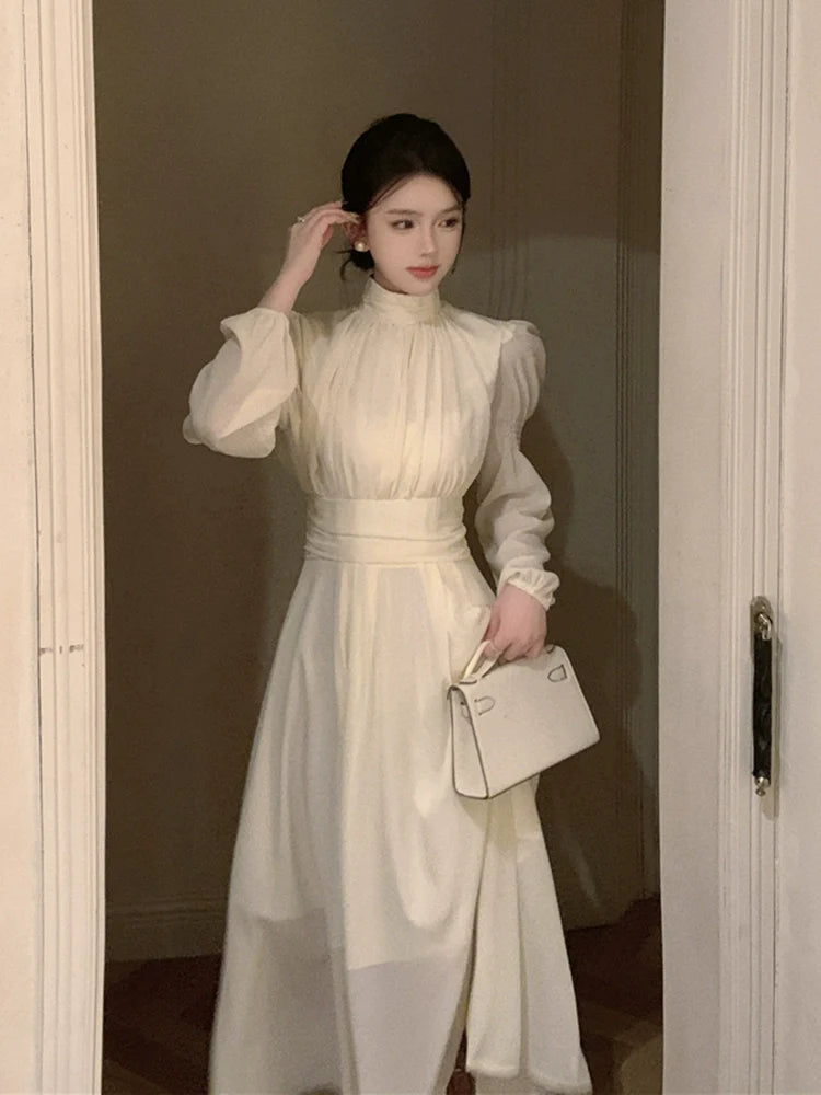 long-sleeved dress new chiffon a-line long party dress S5903