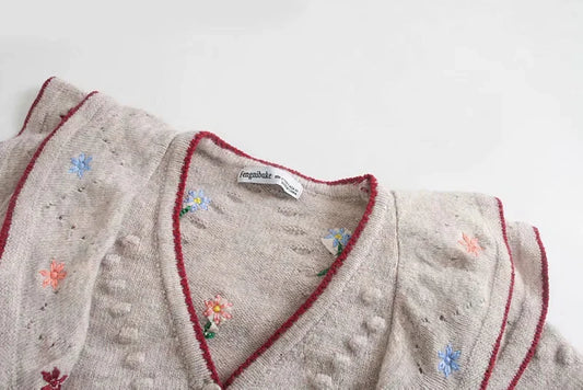 Embroidered layered decorative sweater design sweater coat S2522