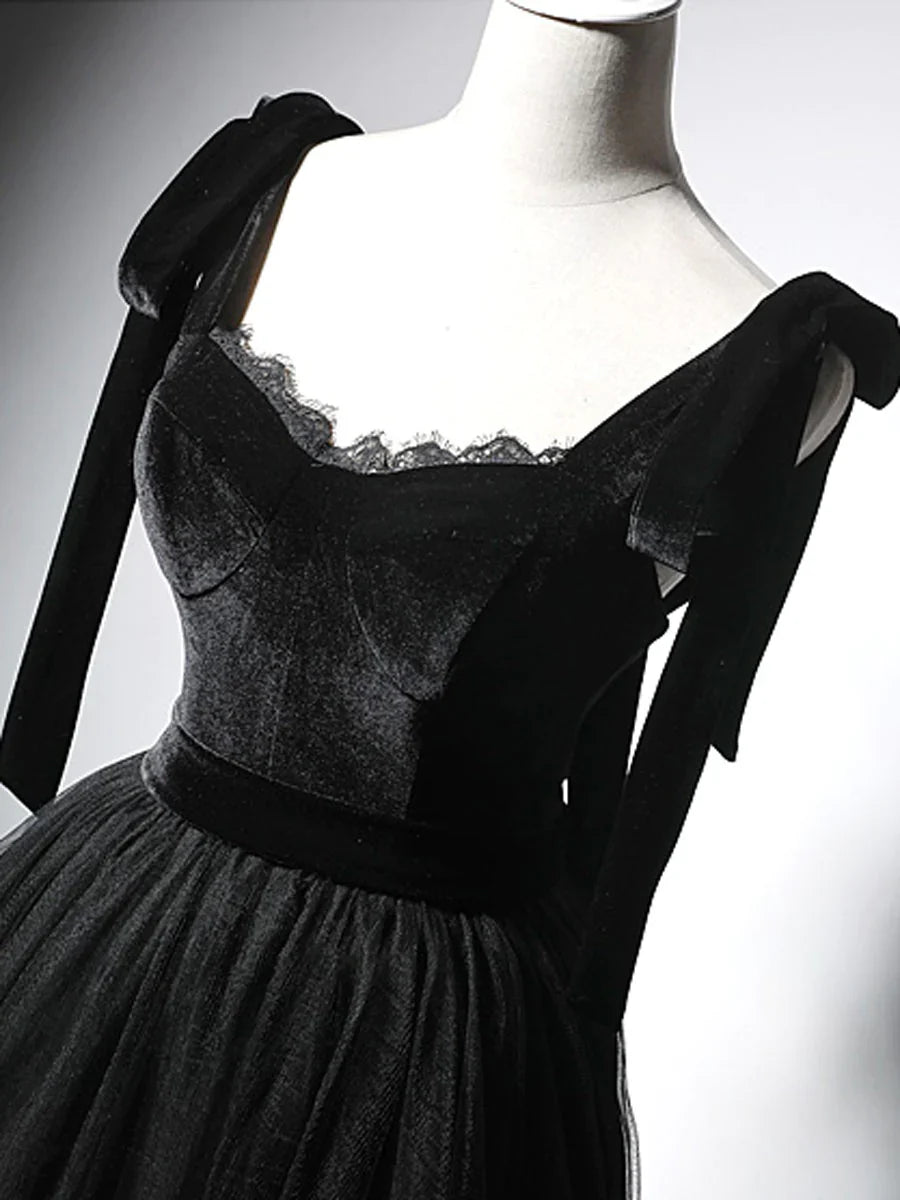 Black tulle short prom dress, black tulle formal dress S3275