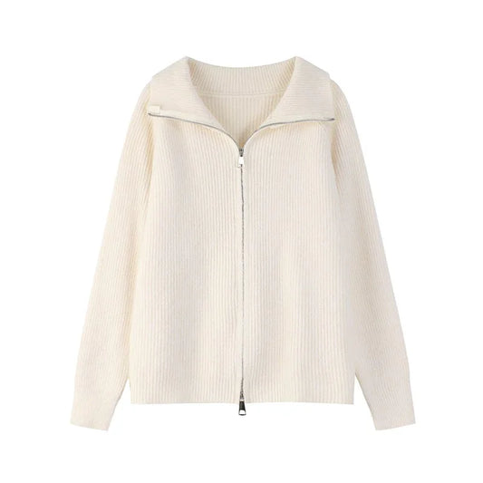 Double Zipper Lapel Polo Neck Turtleneck Sweater S2748