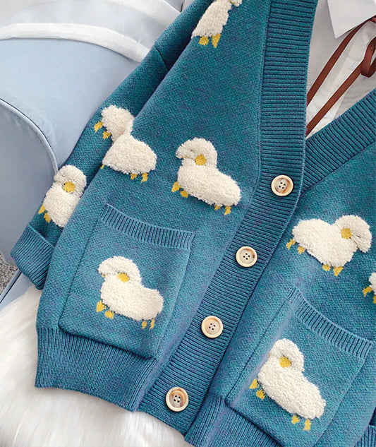 Cute sheep pattern sweater long sleeve sweater sweater coat spring and autumn clothing S2516
