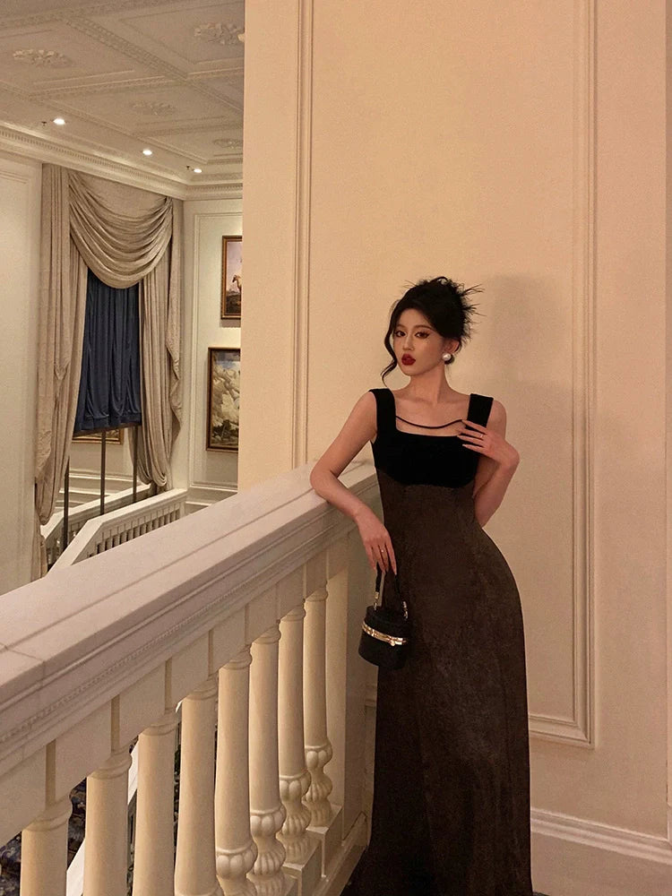 Square neck suspender dress new style party dress S5600