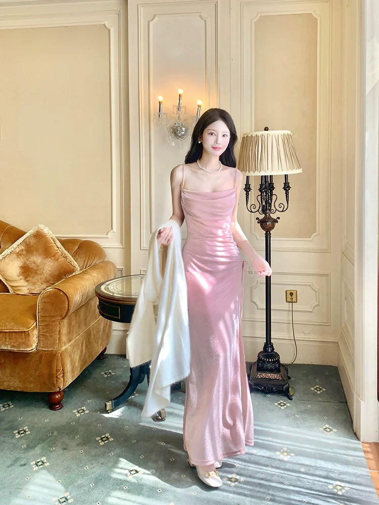 Pink evening dress prom dress pink birthday dress S5940