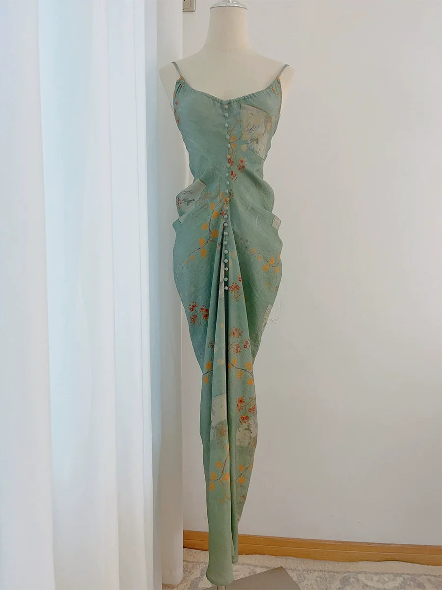 retro new backless long party dress S6029