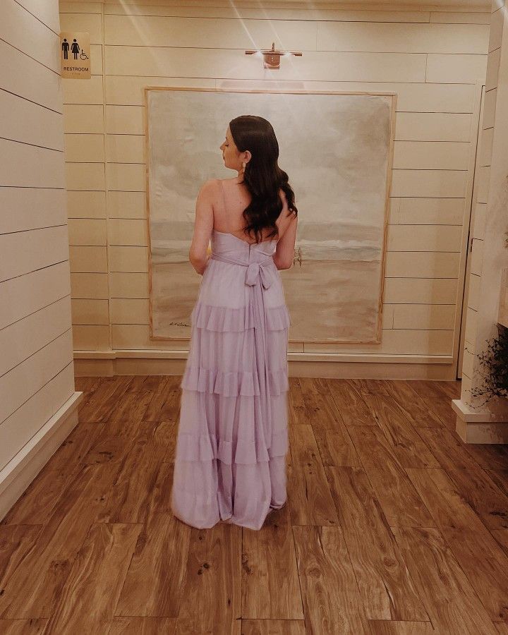 Simple A line Spaghetti Straps Lilac Long Prom Dress P1637