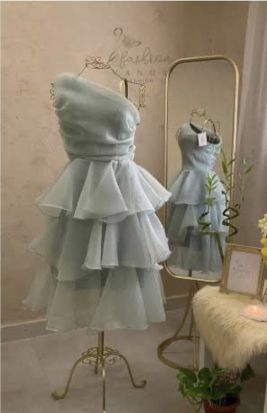 vintage a-line one shoulder homecoming dress 18th birthday outfits P2054