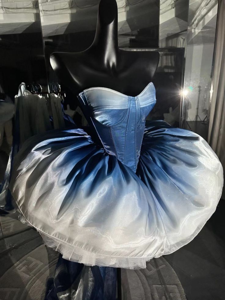 chic ball gown ombre blue homecoming dress 16th birthday outfits P2088