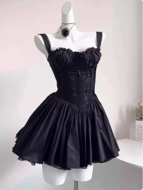 Vintage Spaghetti Strap Pleated A-Line Lace Short Party Dress Cocktail Dress Homecoming Dress TP4479
