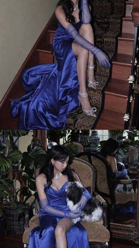 Modest Sweetheart Satin Slit Prom Dresses 21th Birthday Outfits P443