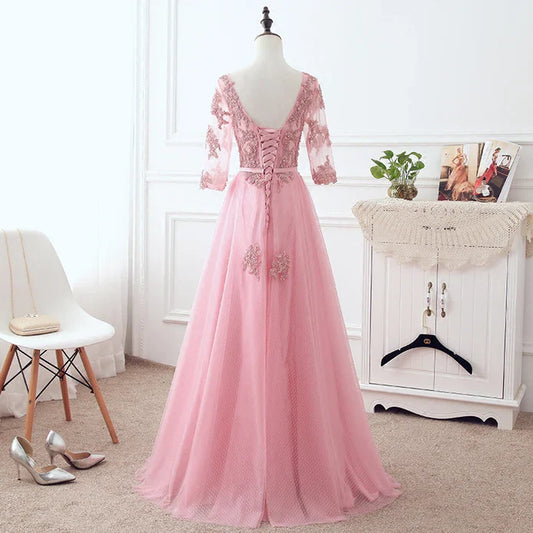 omberprom Tulle Elegant Party Dress with Lace A-line Formal Dress Bridesmaid Dress Prom Dress