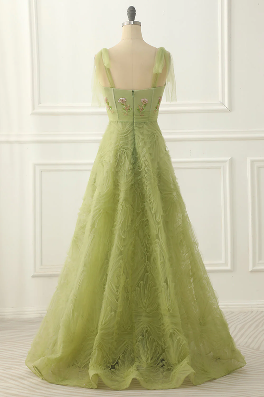 Light Green Tulle A-Line Prom Dress With Beading S5097