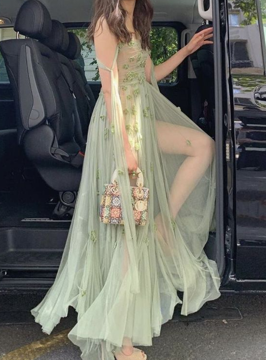 Green long prom dress Evening Gown Party Dress