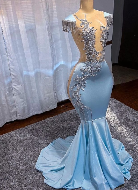 Long embellished evening dress bridal gown engagement dress