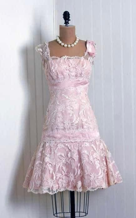 Vintage Pink Lace A Line Homecoming Dress Mini Birthday Dress Y8864