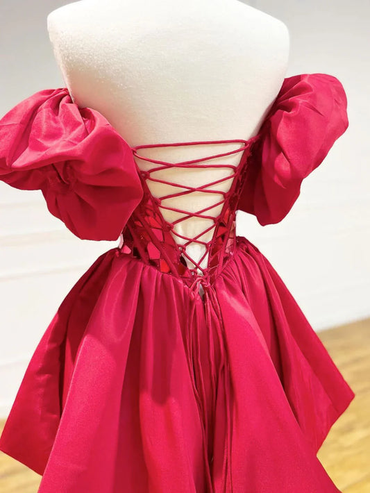 Red Homecoming Dresses, Sweetheart Graduation Dress, Short Formal Gown