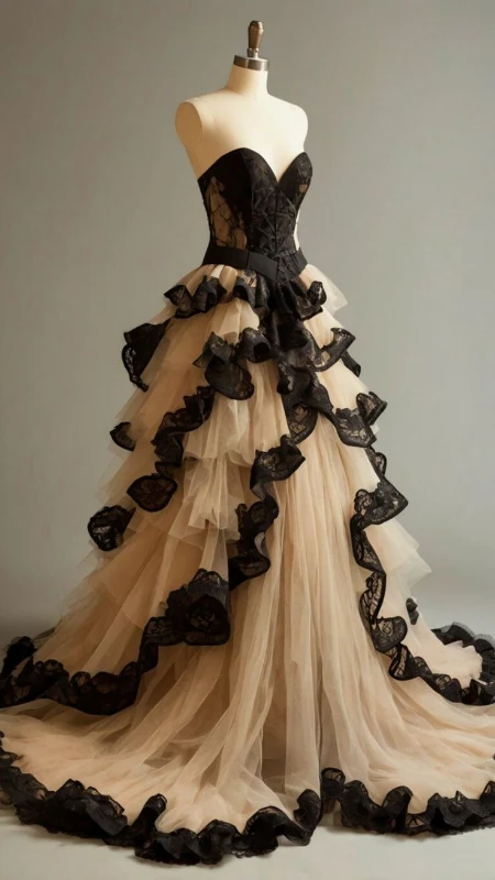 Vintage Sweetheart Neck Tulle Lace Long Wedding Dress Formal Bridal Dress SP402
