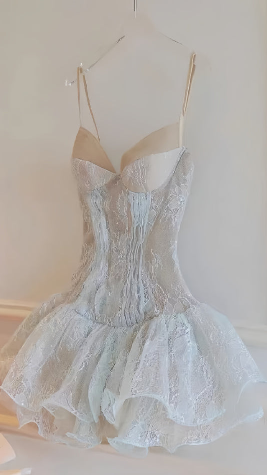 Spaghetti Straps Lace Homecoming Dresses Party Dress,AST2008