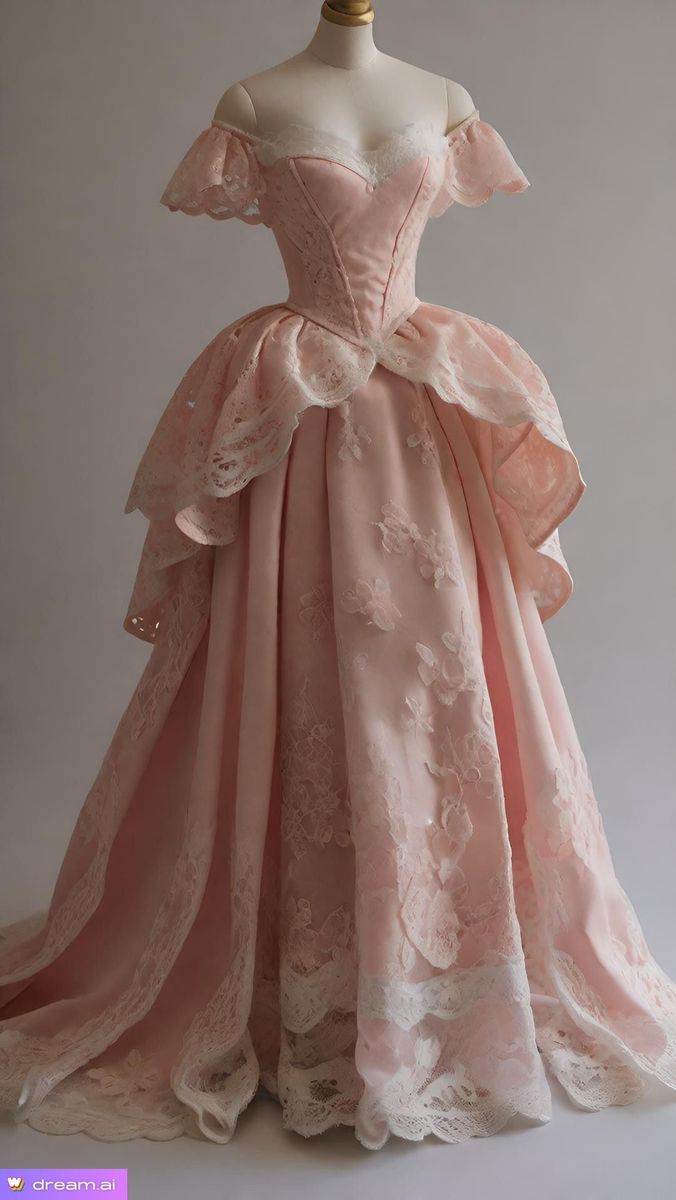 Retro Ball Gown Off The Shoulder Pink Satin Lace Long Prom Dress TP1537