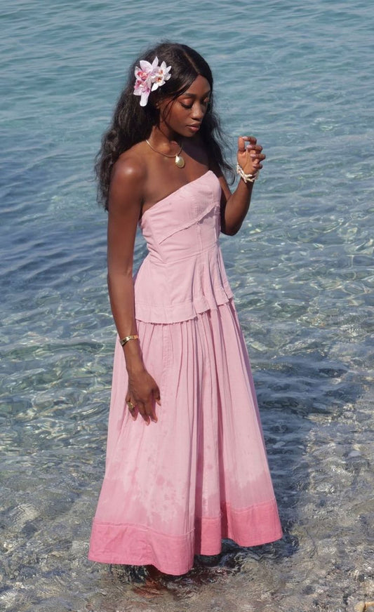 Sweet Pink A-line Tube Top Strapless Birthday Party Dress TP1887