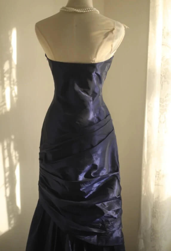 Vintage Long Evening Gown Strapless Taffeta Dresses for Party Events