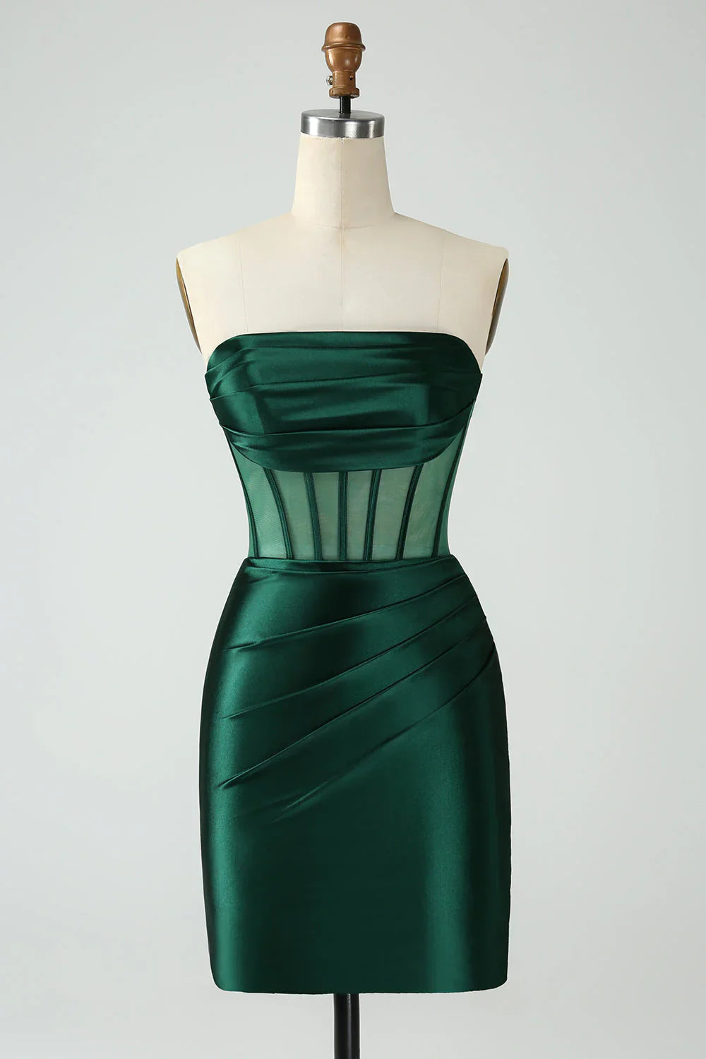 omberprom Short Homecoming Dress Dark Green Bodycon Strapless Corset Fashionable and Beautiful