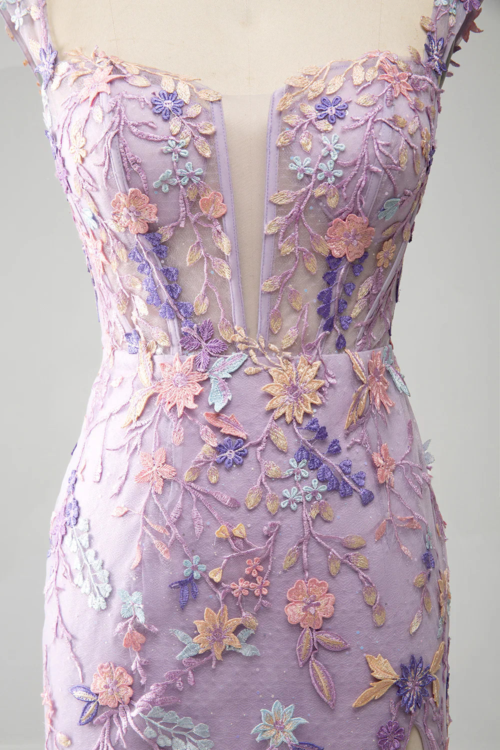 Liymcdress Mermaid Evening Dress Square Neck Split Front Prom Dress With Appliques Mauve